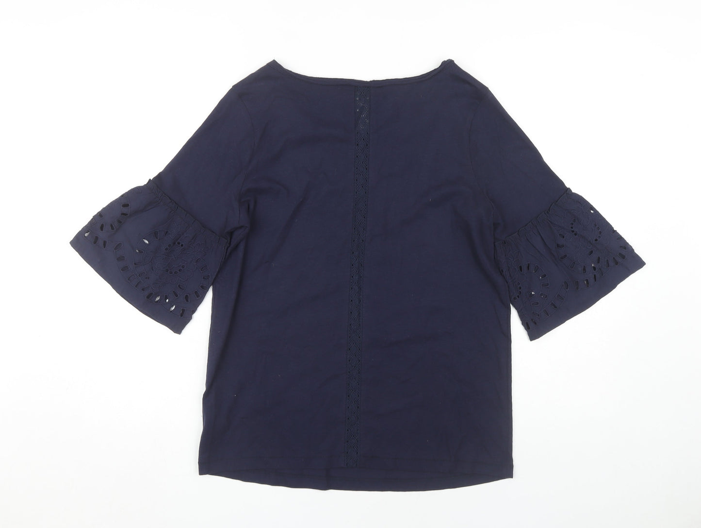 Next Women's Blue Bell Sleeve Cotton Blouse Size 10