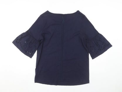 Next Women's Blue Bell Sleeve Cotton Blouse Size 10