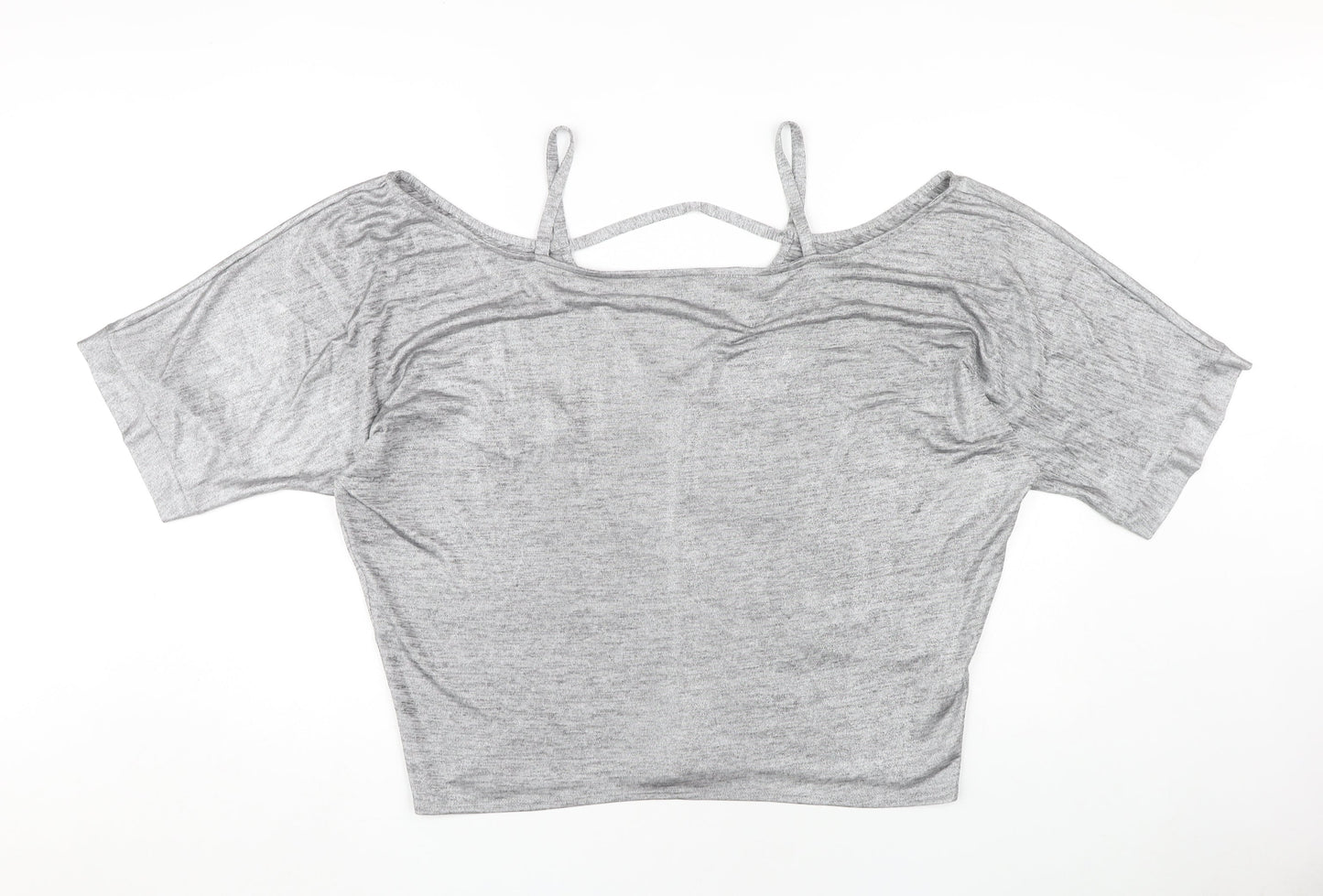 Womens UK Size 16 Dorothy Perkins Grey Cropped T-Shirt