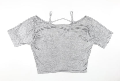 Womens UK Size 16 Dorothy Perkins Grey Cropped T-Shirt