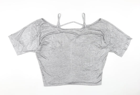Womens UK Size 16 Dorothy Perkins Grey Cropped T-Shirt