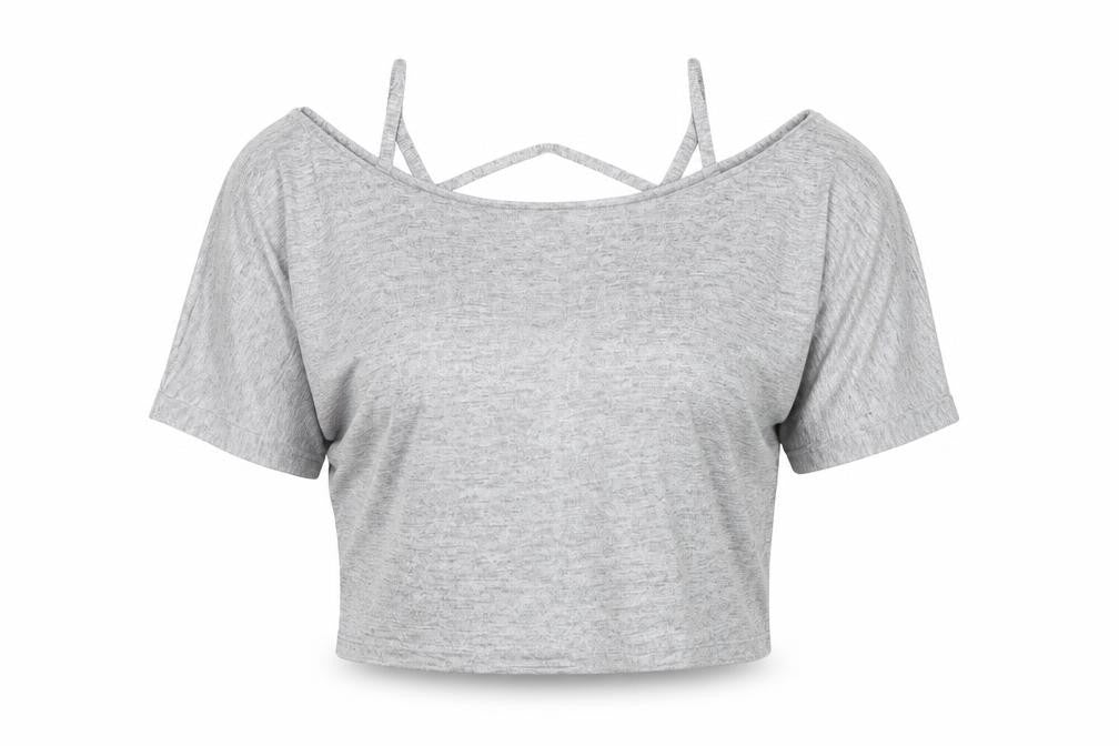 Womens UK Size 16 Dorothy Perkins Grey Cropped T-Shirt