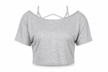 Womens UK Size 16 Dorothy Perkins Grey Cropped T-Shirt