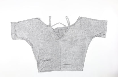 Womens UK Size 16 Dorothy Perkins Grey Cropped T-Shirt