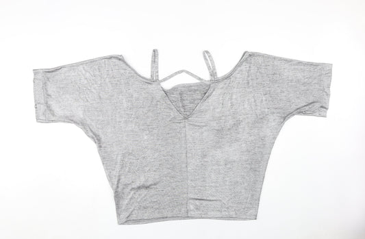 Womens UK Size 16 Dorothy Perkins Grey Cropped T-Shirt