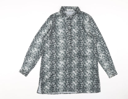 Womens UK Size 10 NA-KD Grey Tunic Button-Up