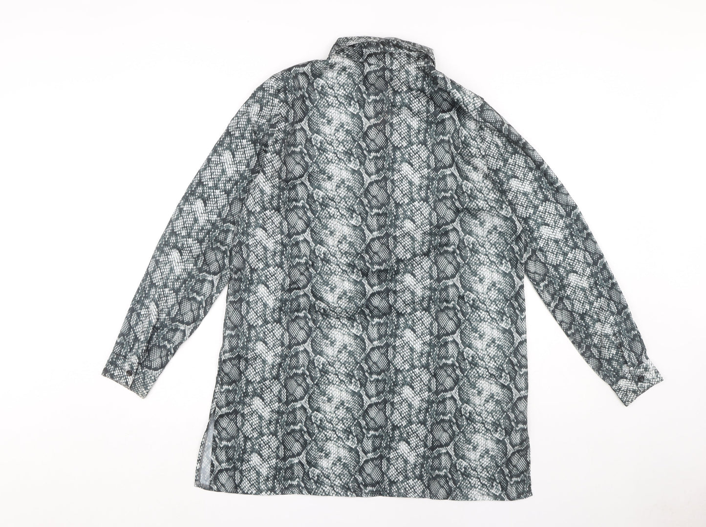 Womens UK Size 10 NA-KD Grey Tunic Button-Up