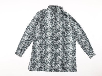 Womens UK Size 10 NA-KD Grey Tunic Button-Up
