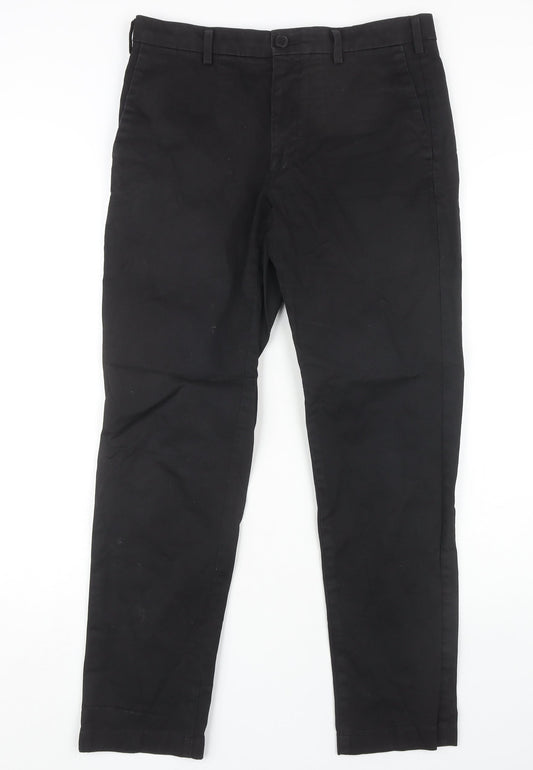 Unisex Adultss UK Size 30 Uniqlo Regular Fit Chino Black Trousers