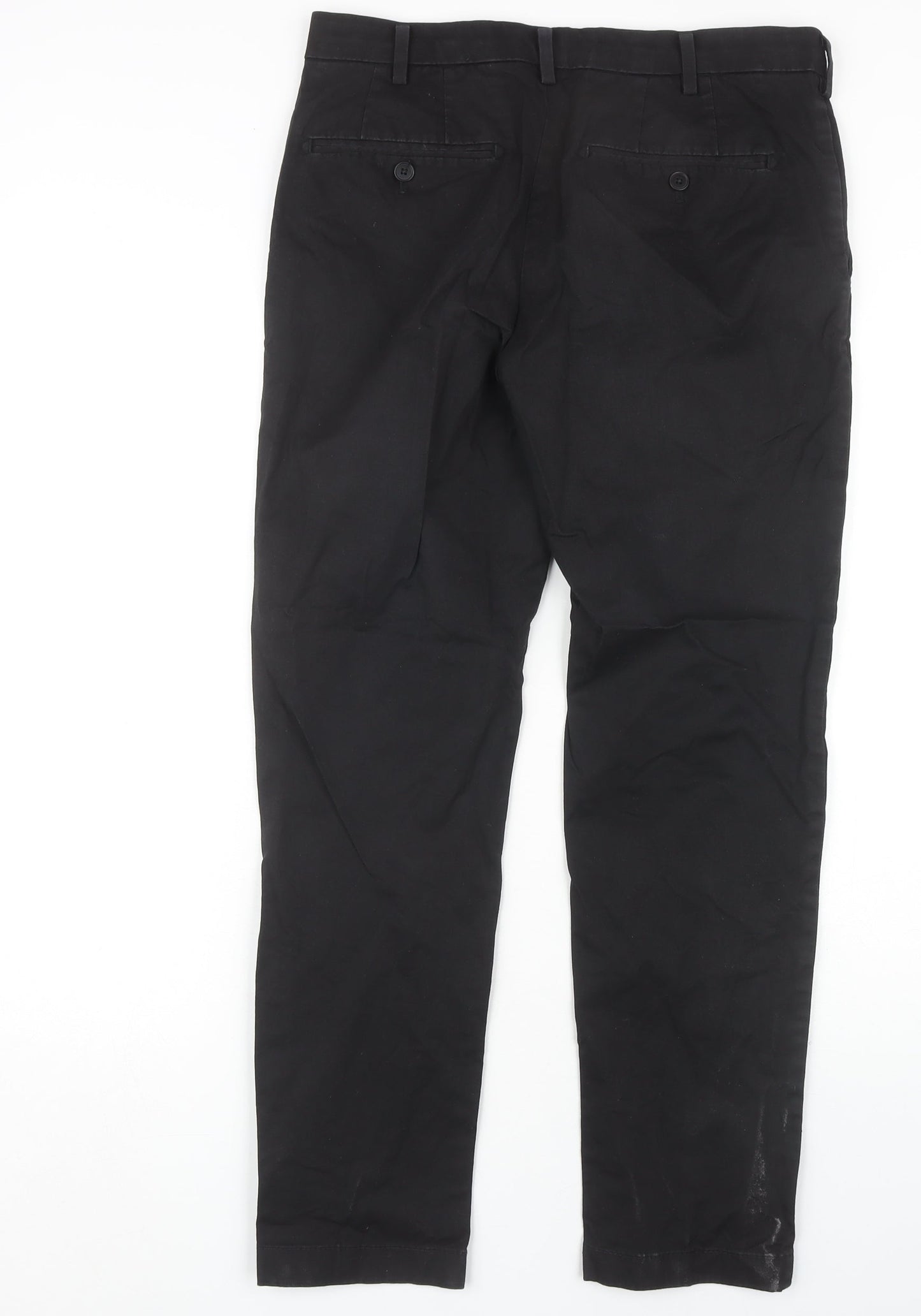 Unisex Adultss UK Size 30 Uniqlo Regular Fit Chino Black Trousers