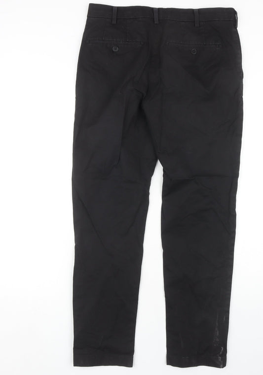 Unisex Adultss UK Size 30 Uniqlo Regular Fit Chino Black Trousers