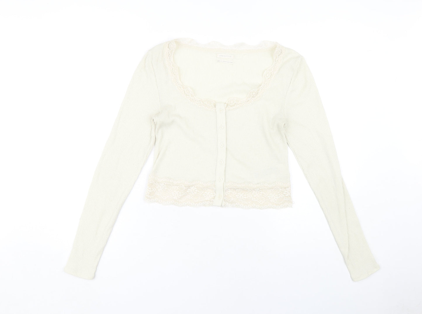 Womens UK Size M Urban Outfitters Beige Cropped Blouse