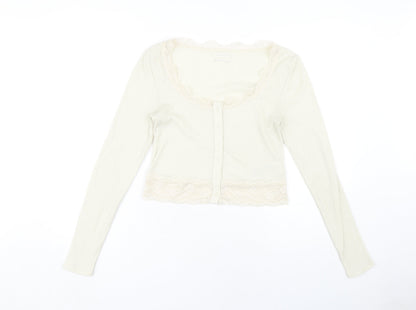 Womens UK Size M Urban Outfitters Beige Cropped Blouse