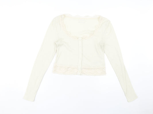 Womens UK Size M Urban Outfitters Beige Cropped Blouse