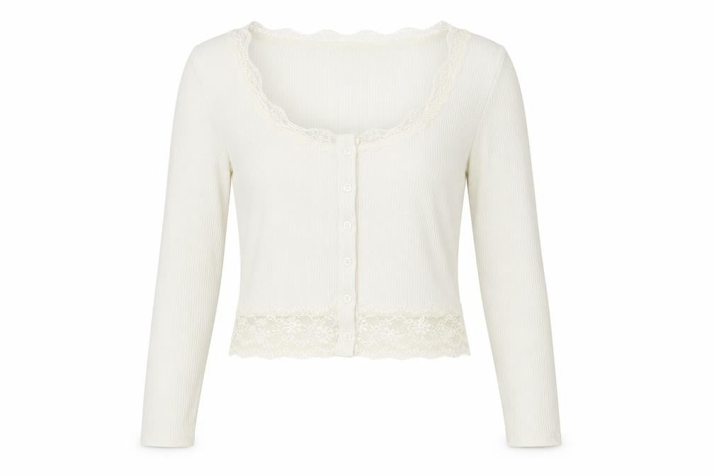 Womens UK Size M Urban Outfitters Beige Cropped Blouse