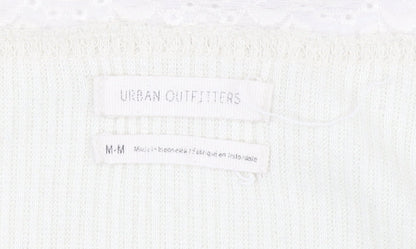 Womens UK Size M Urban Outfitters Beige Cropped Blouse