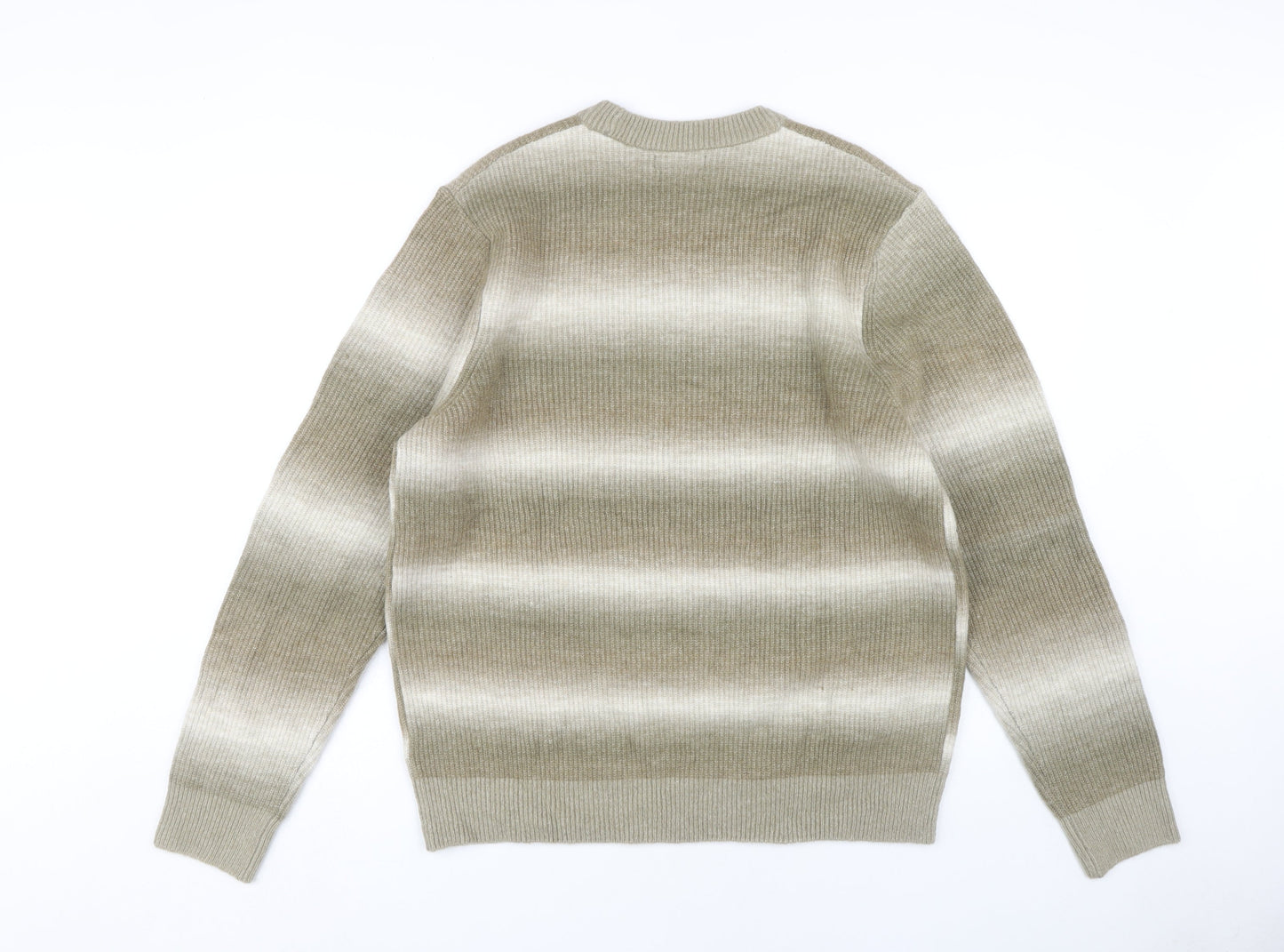 Marks and Spencer Men’s Beige Striped Knit Jumper L