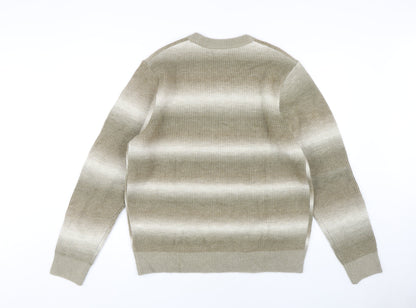 Marks and Spencer Men’s Beige Striped Knit Jumper L