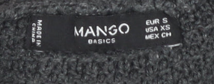 Mango Women's Grey Open Front Cardigan, Size S, Chunky Knit