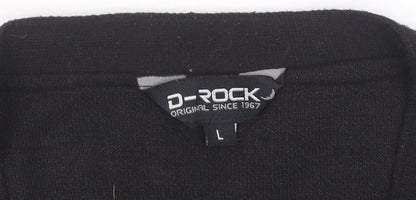 D-Rock Men's Black Cardigan L Button V-Neck Knit