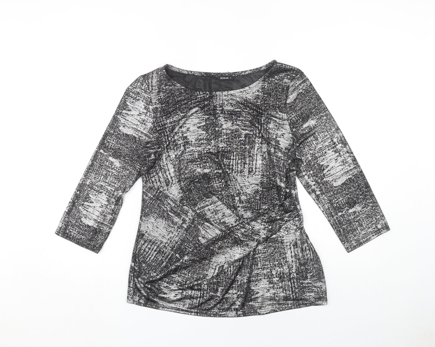 Womens UK Size 14 Roman Black Basic T-Shirt