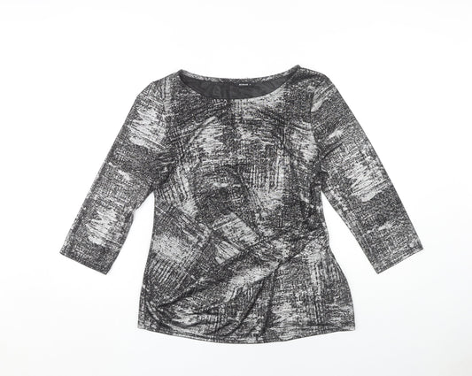 Womens UK Size 14 Roman Black Basic T-Shirt