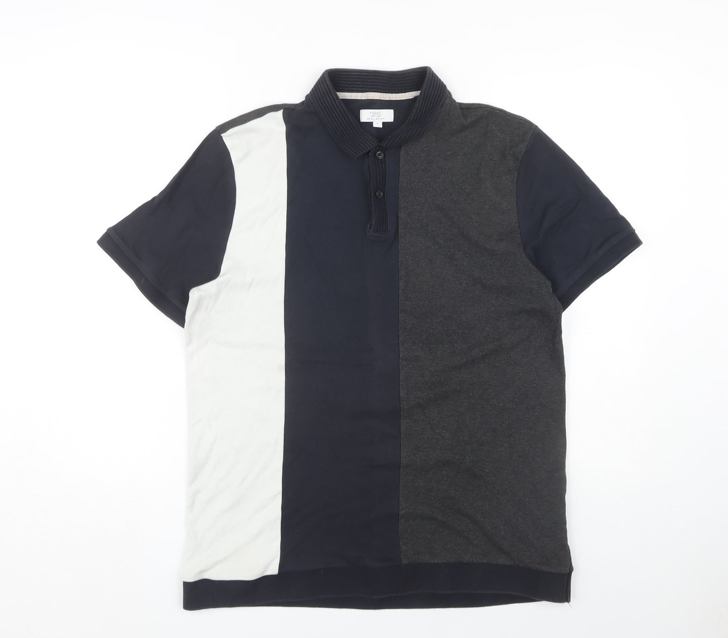 Next Mens Multicoloured Polo, L, Colourblock, Cotton