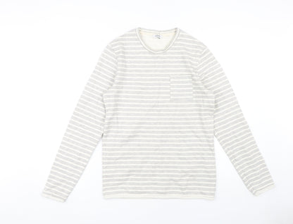Next Men's Grey Striped Long Sleeve T-Shirt S