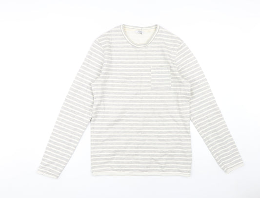 Next Men's Grey Striped Long Sleeve T-Shirt S