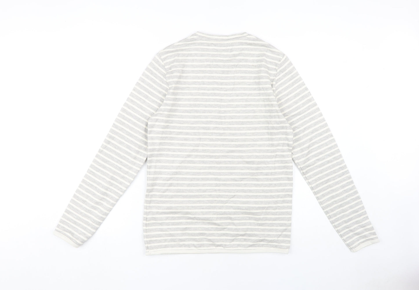 Next Men's Grey Striped Long Sleeve T-Shirt S