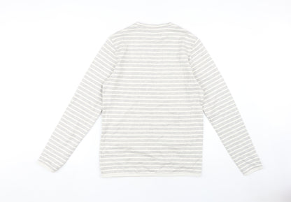 Next Men's Grey Striped Long Sleeve T-Shirt S