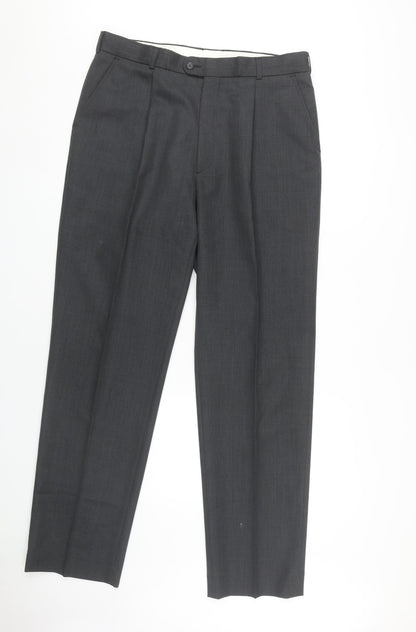 Burton Men's Black Pleated Trousers, Size 36 Long