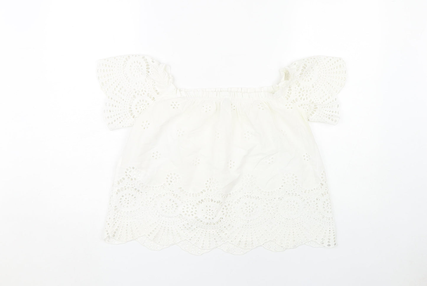 Womens UK Size M Stradivarius White Tunic Blouse