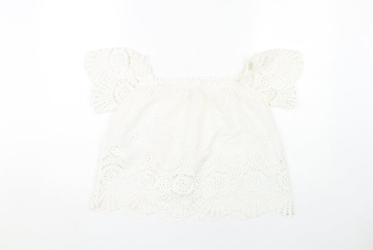 Womens UK Size M Stradivarius White Tunic Blouse