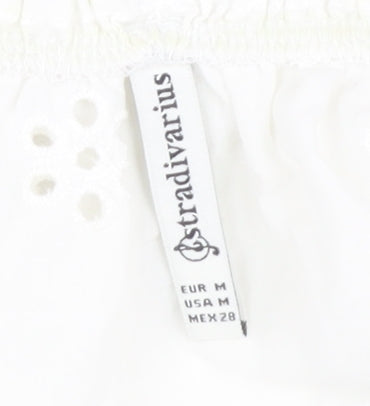 Womens UK Size M Stradivarius White Tunic Blouse