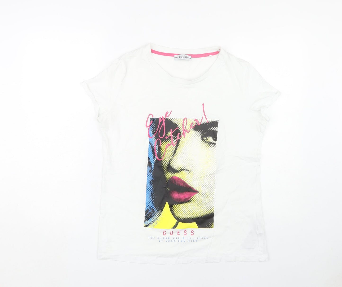 Womens UK Size M GUESS White Basic T-Shirt
