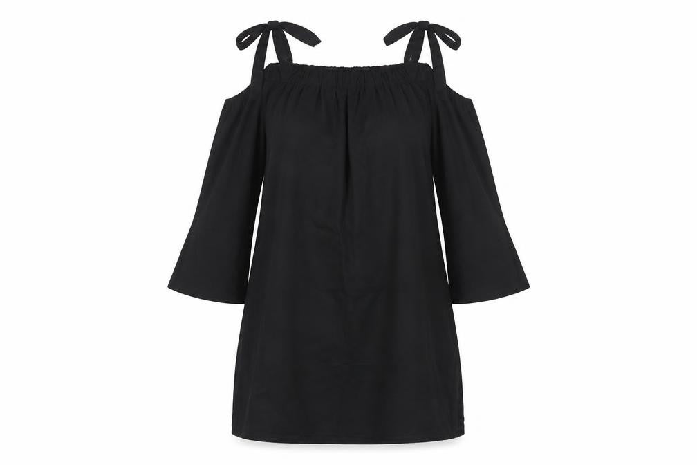 Zara Basic Women's Black Off Shoulder Dress M