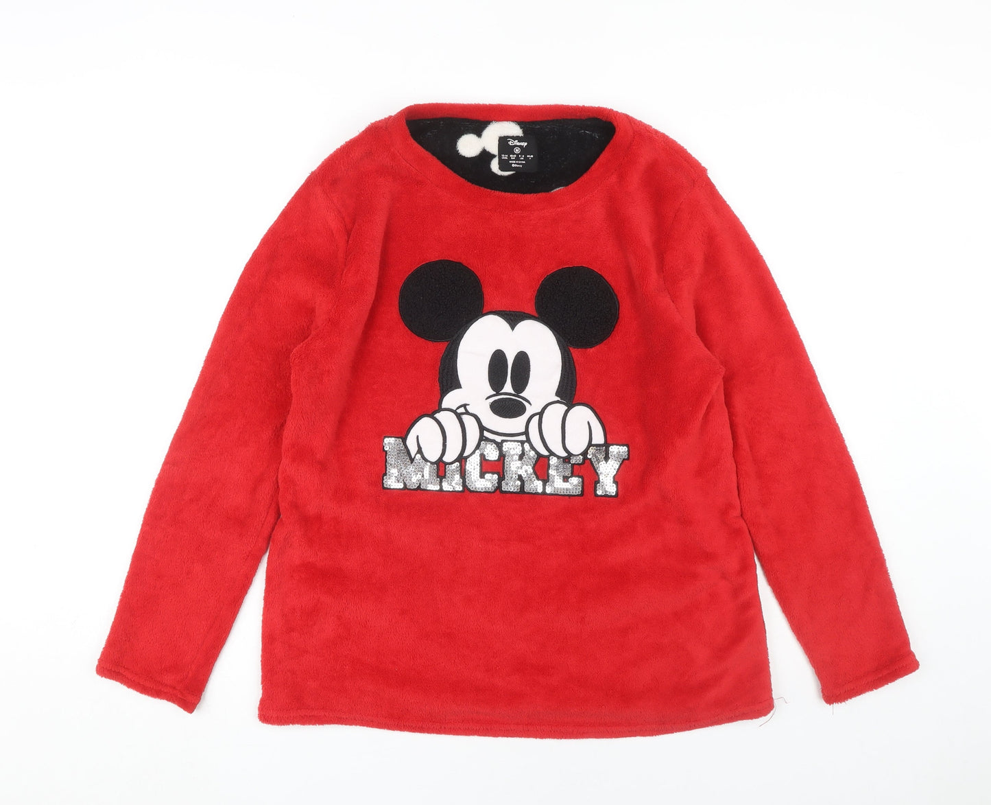 Disney Mickey Women's Red Fleece Top Size 12-14