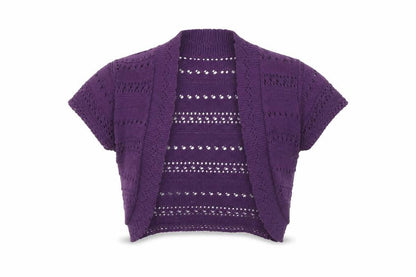 Pilot Womens Purple Knit Shrug S Short Sleeve