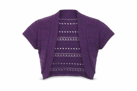 Pilot Womens Purple Knit Shrug S Short Sleeve