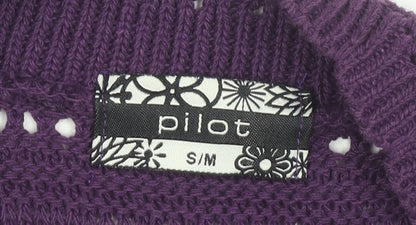 Pilot Womens Purple Knit Shrug S Short Sleeve