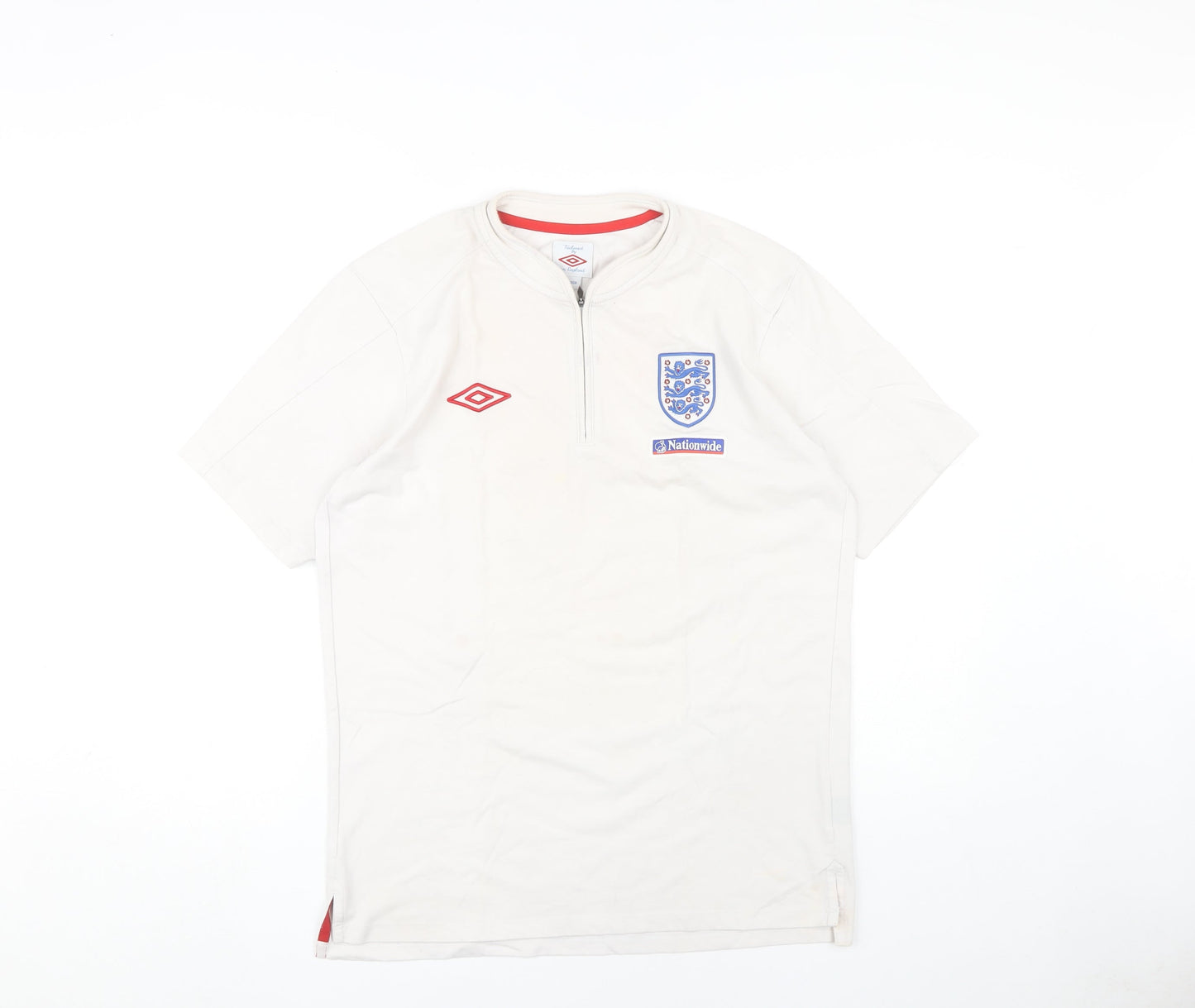 Umbro England White Sports T-Shirt Men L 1/2 Zip