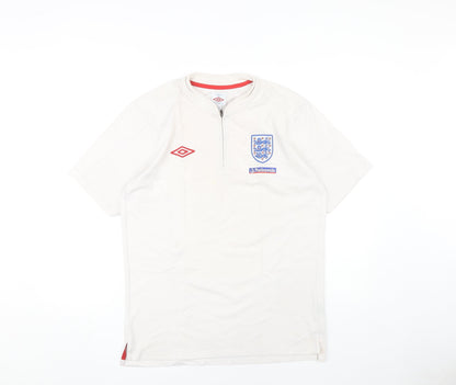 Umbro England White Sports T-Shirt Men L 1/2 Zip