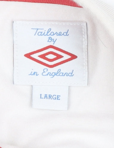 Umbro England White Sports T-Shirt Men L 1/2 Zip