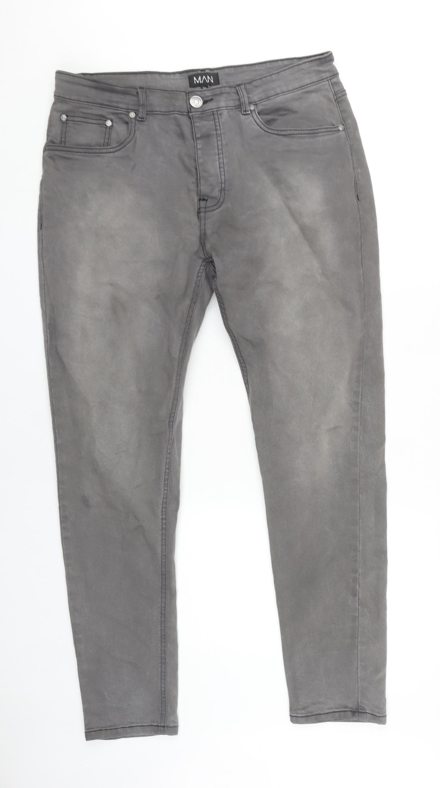 boohooMAN Men's Grey Skinny Jeans Size 36