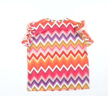Miss Klass Women's Multicoloured Geometric T-Shirt M