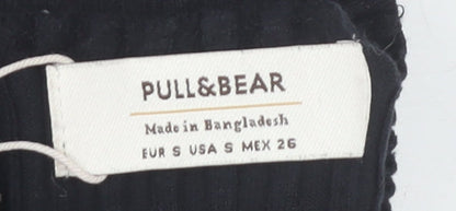Womens UK Size S Pull&Bear Black Basic Blouse