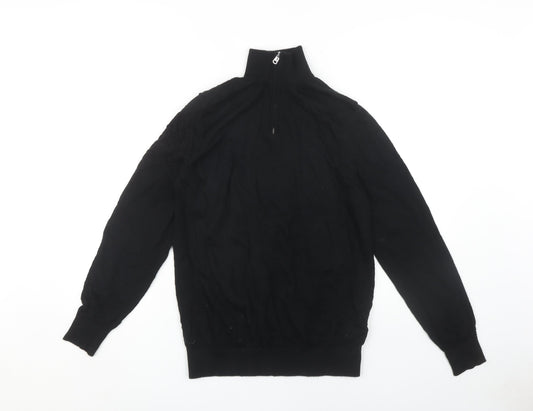 Marks and Spencer Men’s Black Medium Full Zip Wool Jumper