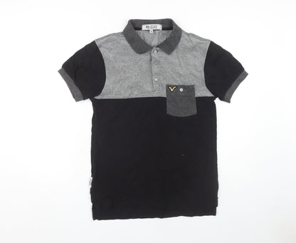 Voi Jeans Men's Black & Grey Colourblock Polo M