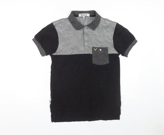 Voi Jeans Men's Black & Grey Colourblock Polo M